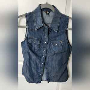 Guess Blue Denim Sleeveless Top Sz S